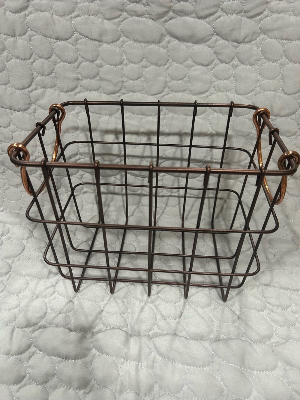 Open Metal Wire Two Tone Cooper Storage Basket with Handles